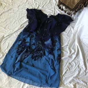 Roman’s Ruffle Sleeve Buterfly Blue Dress